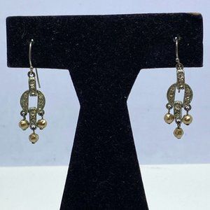 Antique! Custom Made Silver Earrings ~ Beautiful Design ~ 1,5" Long